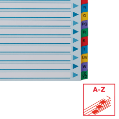Separatoare din carton A4, index laminat color A-Z, Esselte Mylar