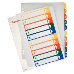 Separatoare din plastic A4 Maxi, index imprimabil 1-10, diferite culori, Esselte