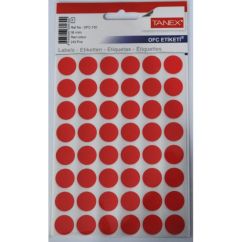 Etichete autocolante color Tanex, buline D16mm, 240 buc/set, rosu