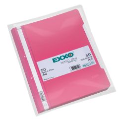 Dosar plastic cu sina si perforatii, roz, Exxo
