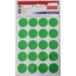Etichete autocolante color Tanex, buline D25mm, 100 buc/set, verde