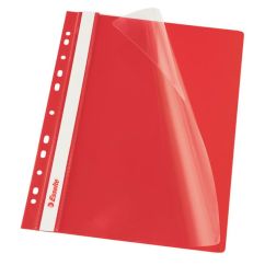 Dosar plastic cu sina si multiperforatii, 10 buc/set, rosu, Esselte Vivida