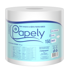 Rola prosop hartie Papely, 2 straturi, 150m/rola, alb