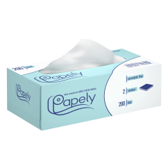 Servetele faciale la cutie Papely, 21x19cm, 2 straturi, 200 buc/cutie, alb