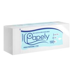 Servetele pliate in Z Papely, 21x25cm, 2 straturi, 150 buc/pachet, alb - in ambalaj pentru utilizare directa