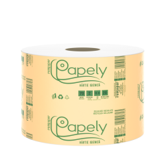 Hartie igienica jumbo Papely, pentru dispenser, 70m/rola, 2 straturi, 24 role/pachet, alb (deink)
