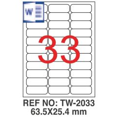 Etichete autocolante repozitionabile Tanex, 33/A4, 63.5x25.4mm, colturi rotunjite, 25 coli/top, albe