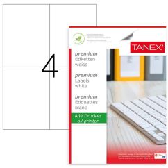 Etichete autocolante repozitionabile Tanex, 4/A4, 105x148.5mm, colturi rotunjite, 25 coli/top, albe