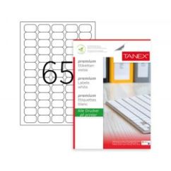 Etichete autocolante repozitionabile Tanex, 65/A4, 38.1x21.2mm, colturi rotunjite, 25 coli/top, albe