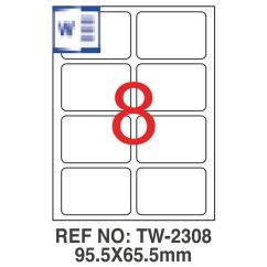 Etichete autocolante repozitionabile Tanex, 8/A4, 95.5x65.5mm, colturi rotunjite, 25 coli/top, albe