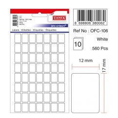 Etichete autocolante Tanex, 12x17mm, 560 buc/set, albe