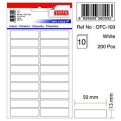 Etichete autocolante Tanex, 13x50mm, 200 buc/set, albe