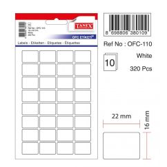 Etichete autocolante Tanex, 16x22mm, 320 buc/set, albe