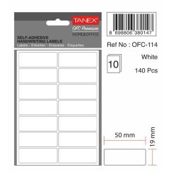 Etichete autocolante Tanex, 19x50mm, 140 buc/set, albe