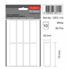 Etichete autocolante Tanex, 20x74mm, 180 buc/set, albe
