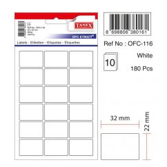 Etichete autocolante Tanex, 22x32mm, 180 buc/set, albe