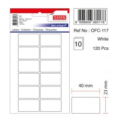 Etichete autocolante Tanex, 23x40mm, 180 buc/set, albe