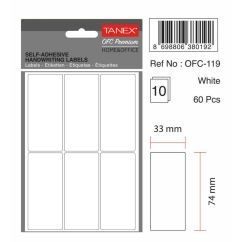 Etichete autocolante Tanex, 33x74mm, 180 buc/set, albe