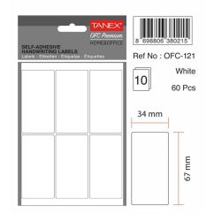 Etichete autocolante Tanex, 34x67mm, 80 buc/set, albe