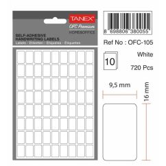Etichete autocolante Tanex, 9.5x16mm, 1100 buc/set, albe