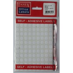 Etichete autocolante Tanex, D10mm, 1080 buc/set, albe