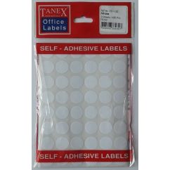 Etichete autocolante Tanex, D16mm, 480 buc/set, albe