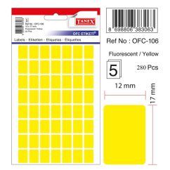Etichete autocolante color Tanex, 12x17mm, 280 buc/set, galben fluorescent