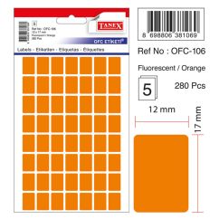 Etichete autocolante color Tanex, 12x17mm, 280 buc/set, portocaliu fluorescent