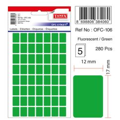Etichete autocolante color Tanex, 12x17mm, 280 buc/set, verde fluorescent