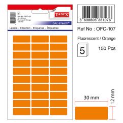 Etichete autocolante color Tanex, 12x30mm, 150 buc/set, portocaliu fluorescent