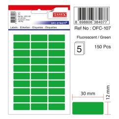 Etichete autocolante color Tanex, 12x30mm, 150 buc/set, verde fluorescent