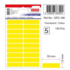 Etichete autocolante color Tanex, 13x50mm, 100 buc/set, galben fluorescent