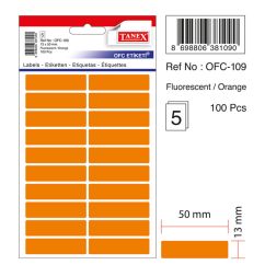 Etichete autocolante color Tanex, 13x50mm, 100 buc/set, portocaliu fluorescent