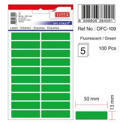 Etichete autocolante color Tanex, 13x50mm, 100 buc/set, verde fluorescent
