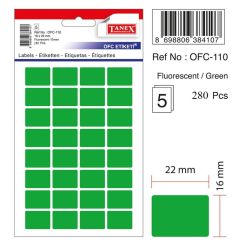 Etichete autocolante color Tanex, 16x22mm, 160 buc/set, verde fluorescent