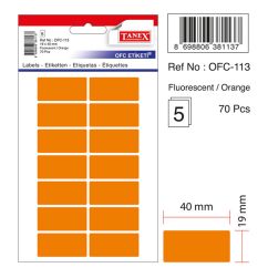Etichete autocolante color Tanex, 19x40mm, 70 buc/set, portocaliu fluorescent
