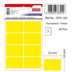 Etichete autocolante color Tanex, 34x52mm, 40 buc/set, galben fluorescent