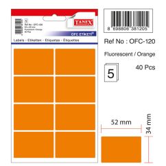 Etichete autocolante color Tanex, 34x52mm, 40 buc/set, portocaliu fluorescent