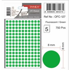 Etichete autocolante color Tanex, buline D8mm, 750 buc/set, gri
