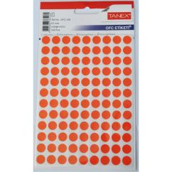 Etichete autocolante color Tanex, buline D10mm, 540 buc/set, portocaliu