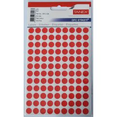 Etichete autocolante color Tanex, buline D10mm, 540 buc/set, rosu