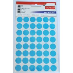 Etichete autocolante color Tanex, buline D16mm, 240 buc/set, albastru