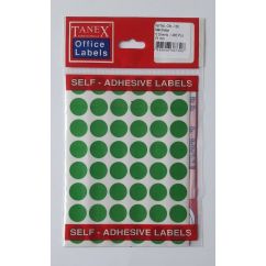 Etichete autocolante color Tanex, buline D16mm, 480 buc/set, verde