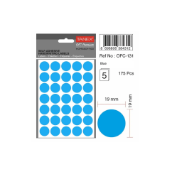Etichete autocolante color Tanex, buline D19mm, 175 buc/set, albastru