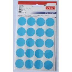 Etichete autocolante color Tanex, buline D25mm, 100 buc/set, albastru