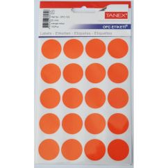 Etichete autocolante color Tanex, buline D25mm, 100 buc/set, portocaliu