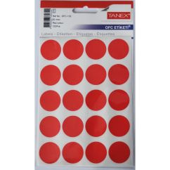 Etichete autocolante color Tanex, buline D25mm, 100 buc/set, rosu
