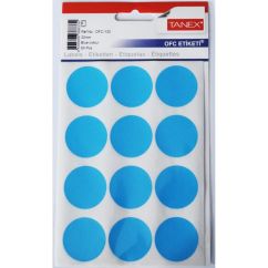 Etichete autocolante color Tanex, buline D32mm, 60 buc/set, albastru