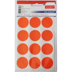 Etichete autocolante color Tanex, buline D32mm, 60 buc/set, portocaliu
