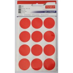 Etichete autocolante color Tanex, buline D32mm, 60 buc/set, rosu